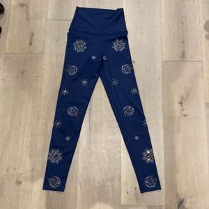 Beach Riot S high waist navy Celestial leggings. Rhinestone details.